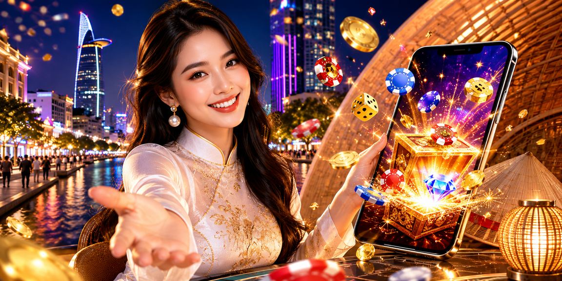 Người dùng truy cập casino di động tại TP. Hồ Chí Minh với nón lá truyền thống